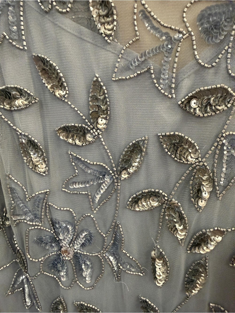 Embellished Beaded Light Blue Gray Floral Evening Dress 22W 3X - Picture 4 of 7